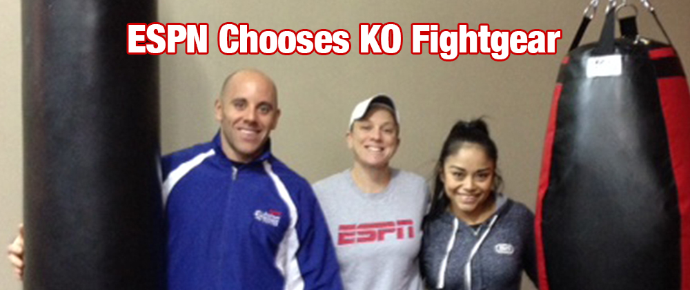 ESPN Personal Training Team Posing with KO Fightgear Heavy Bag and Tear Drop Bag